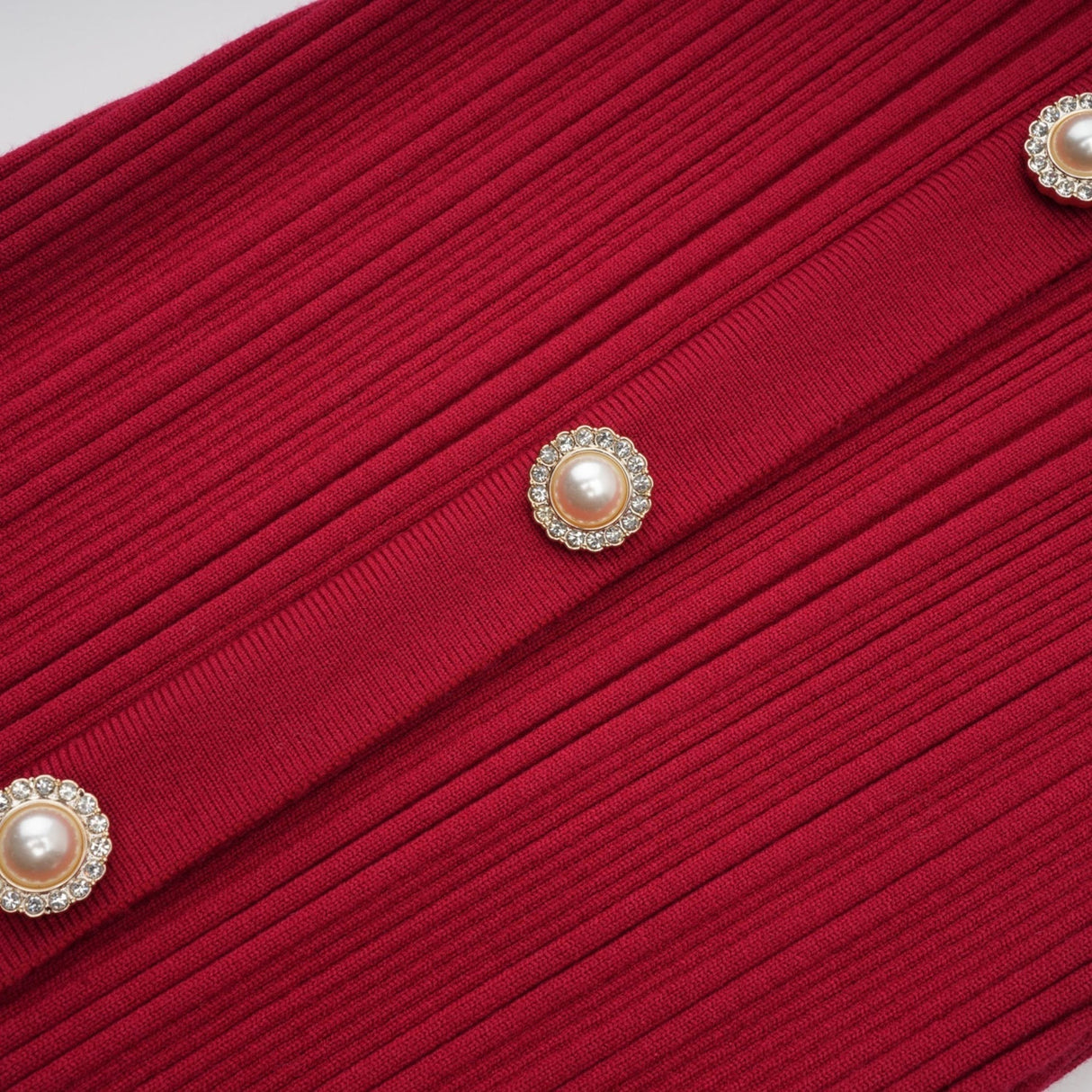 Mallory Midi Dress Red Crystal Embellished Scoop Neck