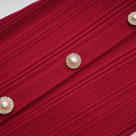 Mallory Midi Dress Red Crystal Embellished Scoop Neck