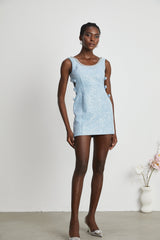 Manon blue tweed sequined mini dress