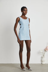 Manon blue tweed sequined mini dress