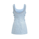 Manon blue tweed sequined mini dress