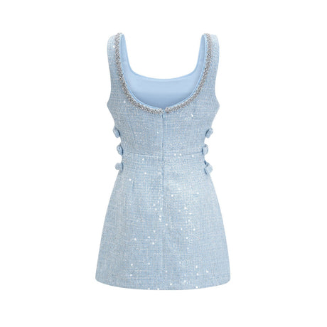 Manon blue tweed sequined mini dress