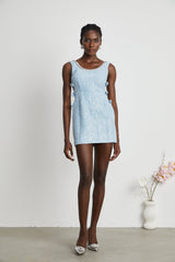 Manon blue tweed sequined mini dress