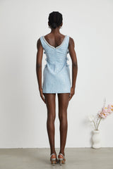 Manon blue tweed sequined mini dress