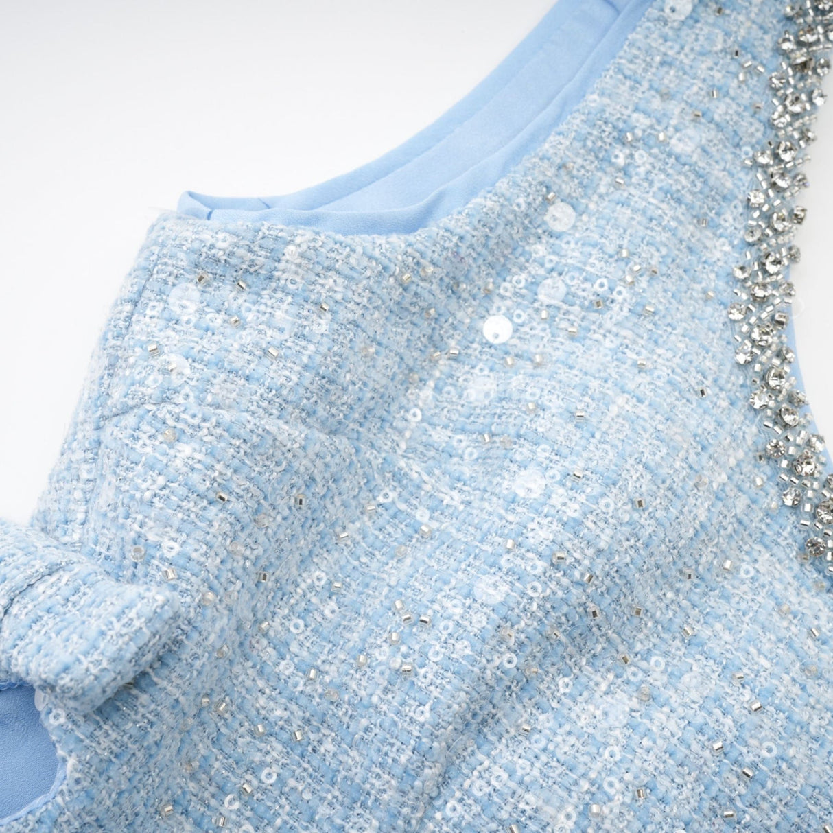 Manon blue tweed sequined mini dress