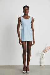 Manon blue tweed sequined mini dress
