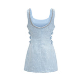 Manon blue tweed sequined mini dress