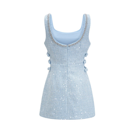 Manon blue tweed sequined mini dress