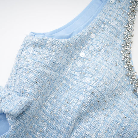 Manon blue tweed sequined mini dress