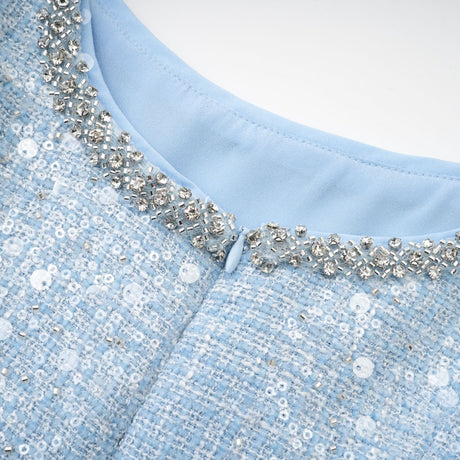 Manon blue tweed sequined mini dress
