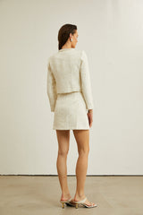 Manon fauxpearl asymmetric jacket  skirt matching set