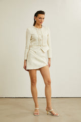 Manon fauxpearl asymmetric jacket  skirt matching set