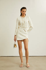 Manon fauxpearl asymmetric jacket  skirt matching set