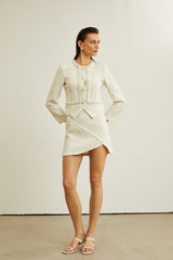 Manon fauxpearl asymmetric jacket  skirt matching set