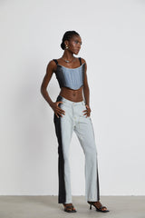 Manon twotone denim cropped top