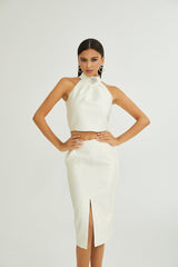 Manon white top  skirt matching set