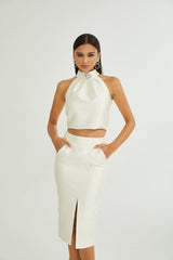 Manon white top  skirt matching set
