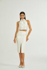Manon white top  skirt matching set