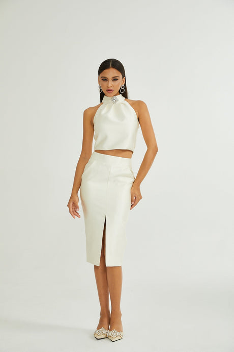 Manon white top  skirt matching set