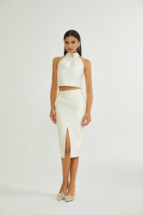 Manon white top  skirt matching set
