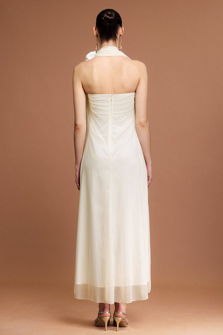 Margaret Ivory Strapless Pleated Dress for Formal Occasions and Summer Weddings