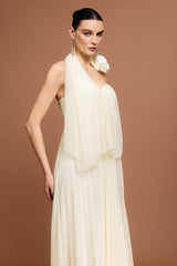 Margaret Ivory Strapless Pleated Dress for Formal Occasions and Summer Weddings