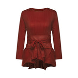 Margaux bowtie embellished pleated top  skirt matching set