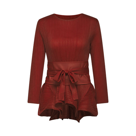 Margaux bowtie embellished pleated top  skirt matching set