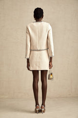 Margherita Cardigan & Skirt Beige Crystal Tweed Set