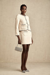 Margherita Cardigan & Skirt Beige Crystal Tweed Set
