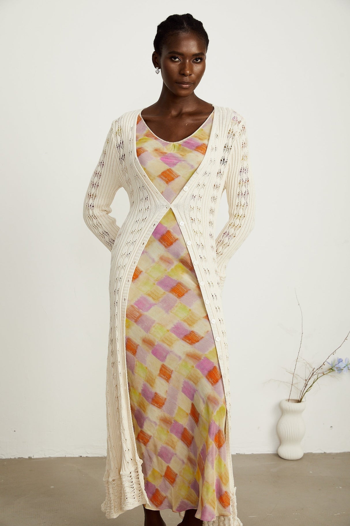 Margherita Crochet Knit Cardigan with Flared Cuffs
