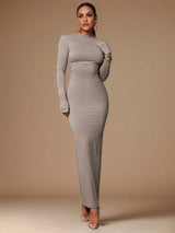 Margherita Maxi Dress - Refined Style - Slim Fit - Long Sleeve Length - High Stretch Fabric Elasticity - Natural Waist Line