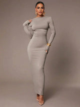 Margherita Maxi Dress - Refined Style - Slim Fit - Long Sleeve Length - High Stretch Fabric Elasticity - Natural Waist Line
