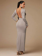 Margherita Maxi Dress - Refined Style - Slim Fit - Long Sleeve Length - High Stretch Fabric Elasticity - Natural Waist Line