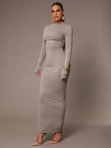 Margherita Maxi Dress - Refined Style - Slim Fit - Long Sleeve Length - High Stretch Fabric Elasticity - Natural Waist Line