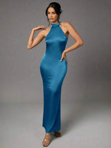 Margherita Maxi Dress - Slim Fit - Mermaid Hem Shaped - Asymmetrical Neckline - Sleeveless Design - Slight Stretch Fabric Elasticity