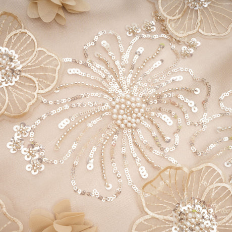 Margherita Mini Dress with Floral Appliqué and Crystal Embellishment