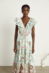 Margot ruffle floralprint sleeveless maxi dress