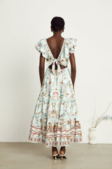Margot ruffle floralprint sleeveless maxi dress
