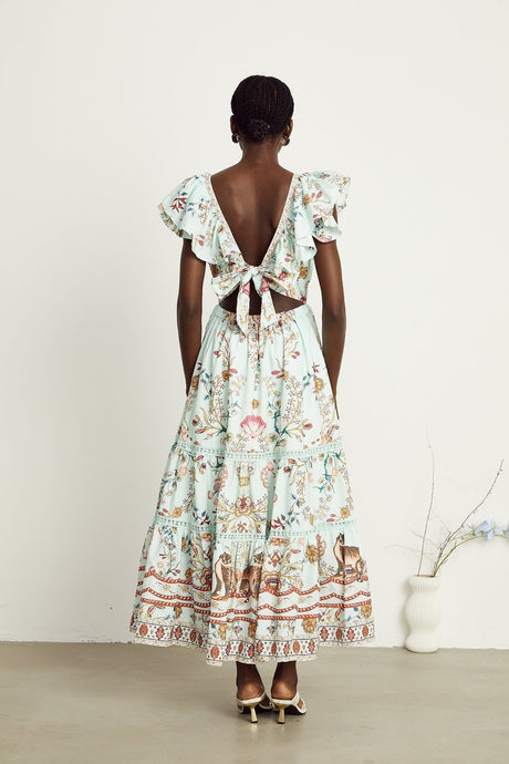 Margot ruffle floralprint sleeveless maxi dress