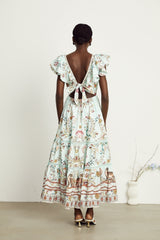 Margot ruffle floralprint sleeveless maxi dress