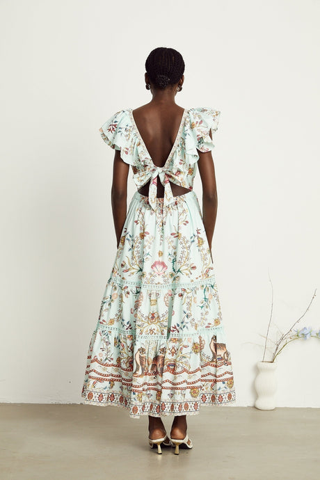 Margot ruffle floralprint sleeveless maxi dress