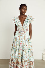 Margot ruffle floralprint sleeveless maxi dress