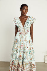 Margot ruffle floralprint sleeveless maxi dress