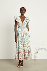Margot ruffle floralprint sleeveless maxi dress