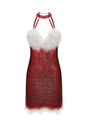 Maria Red Feather Halter Mini Dress