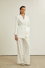 Mariah Jacket Mariah Wool Bow Embellished White & Crystal Coat