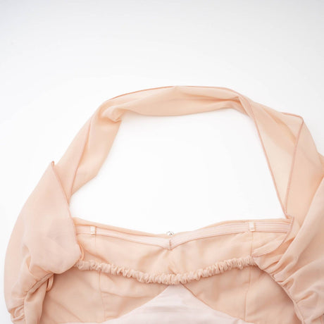 Mariah pink chiffon ruffle halter neck maxi dress