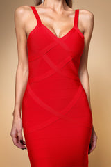 Mariah Stretch S Fit Dress in Red