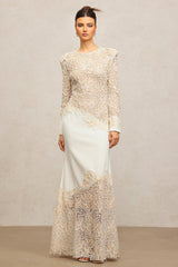 Mariah White Embroidery Lace Maxi Dress